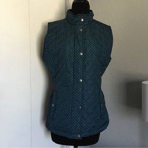 Women’s Merona Vest Full Zip Up Button Polka Dot Design Size L/G, Final Sale!!!